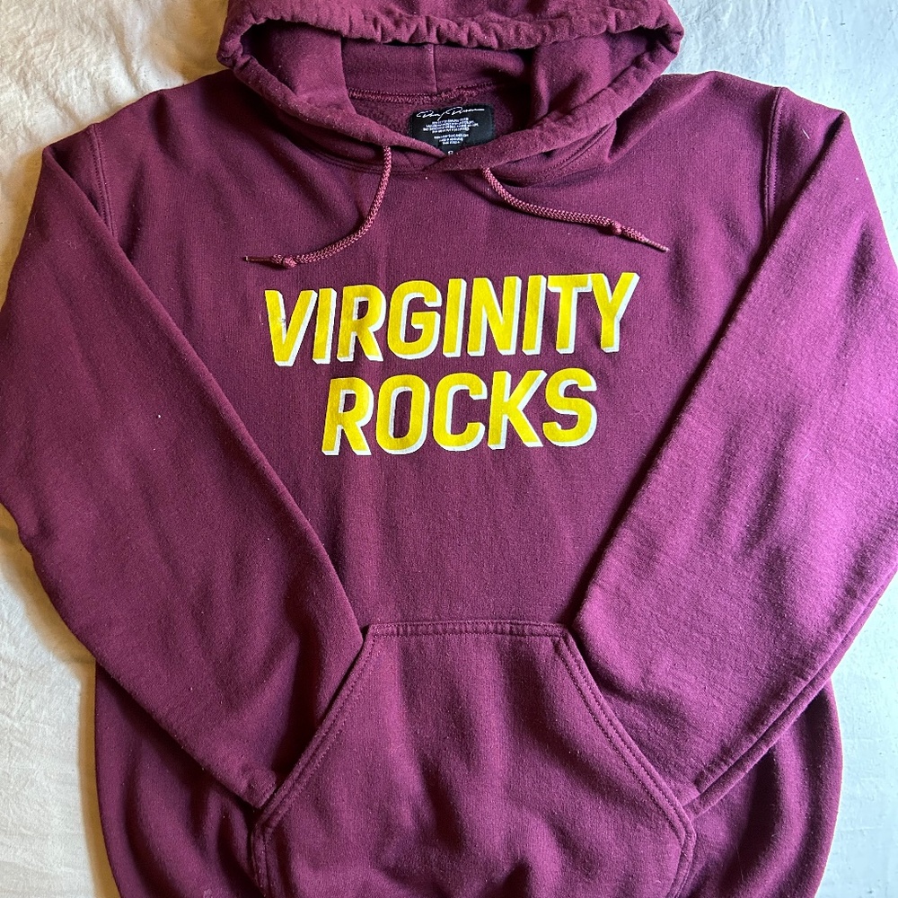 Virginity Rocks Burgundy hoodie
